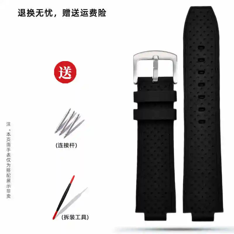 Per Tudor Pelagos tomahawk 25500 25600 91210N cinturino convesso in gomma silicone cinturino nero per uomo 22*12mm fibbia déployante
