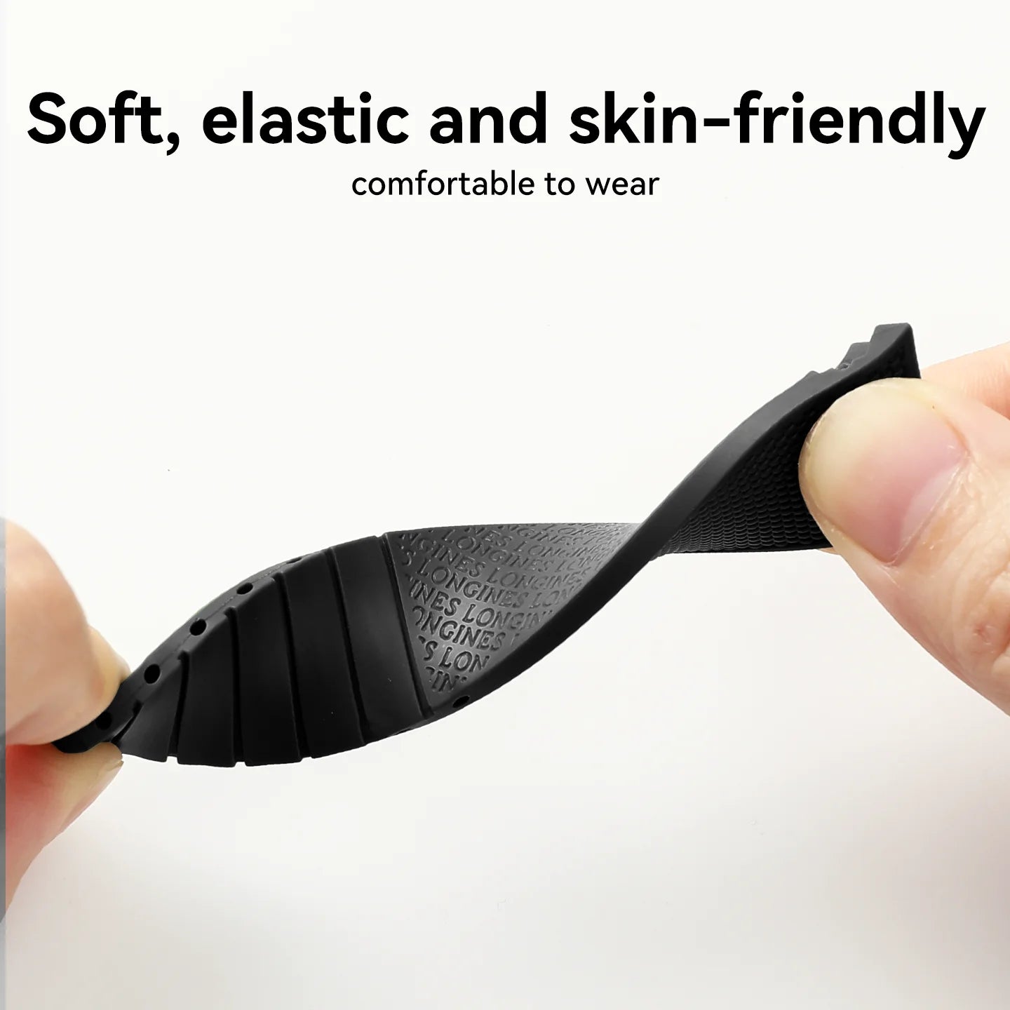 Bracelet de montre en caoutchouc de 21 mm pour la collection Longines Conquest – Bracelet de remplacement élastique souple