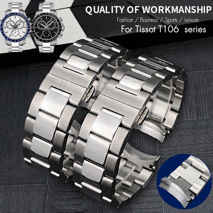 22mm Stainless Steel Curved End Watch Band for Men and Women, Watch Strap, Tissot 1853, V8 Series, T106.417, T106417, High Quality