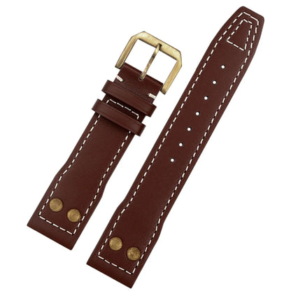 Cow Leather With Bronze Rivets Watchbands 22mm 20mm 21mm Fit For IWC Big Pilot’s Watch IW501005 IW387902 Spitfire Strap Bracelet