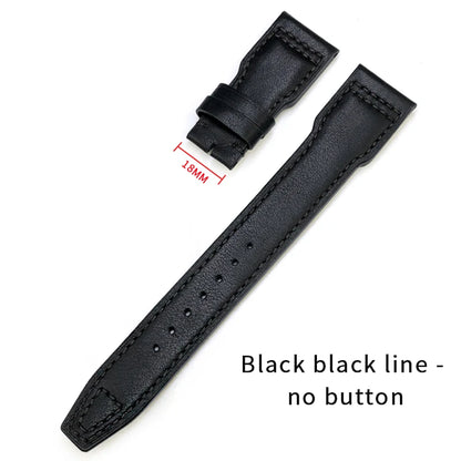 Bracelet de montre en cuir véritable de vache épais, 20mm 21mm 22mm, pour montres IWC Big Pilot IW3777 IW3270 IW3881 IW5009