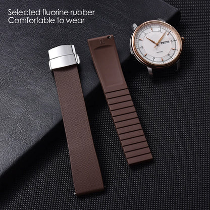 CTS bracelet de montre en caoutchouc fluoré à dégagement rapide 18mm 19mm 20mm 22mm boucle papillon nouveau FPM FKM bracelet souple étanche pour couper à la taille