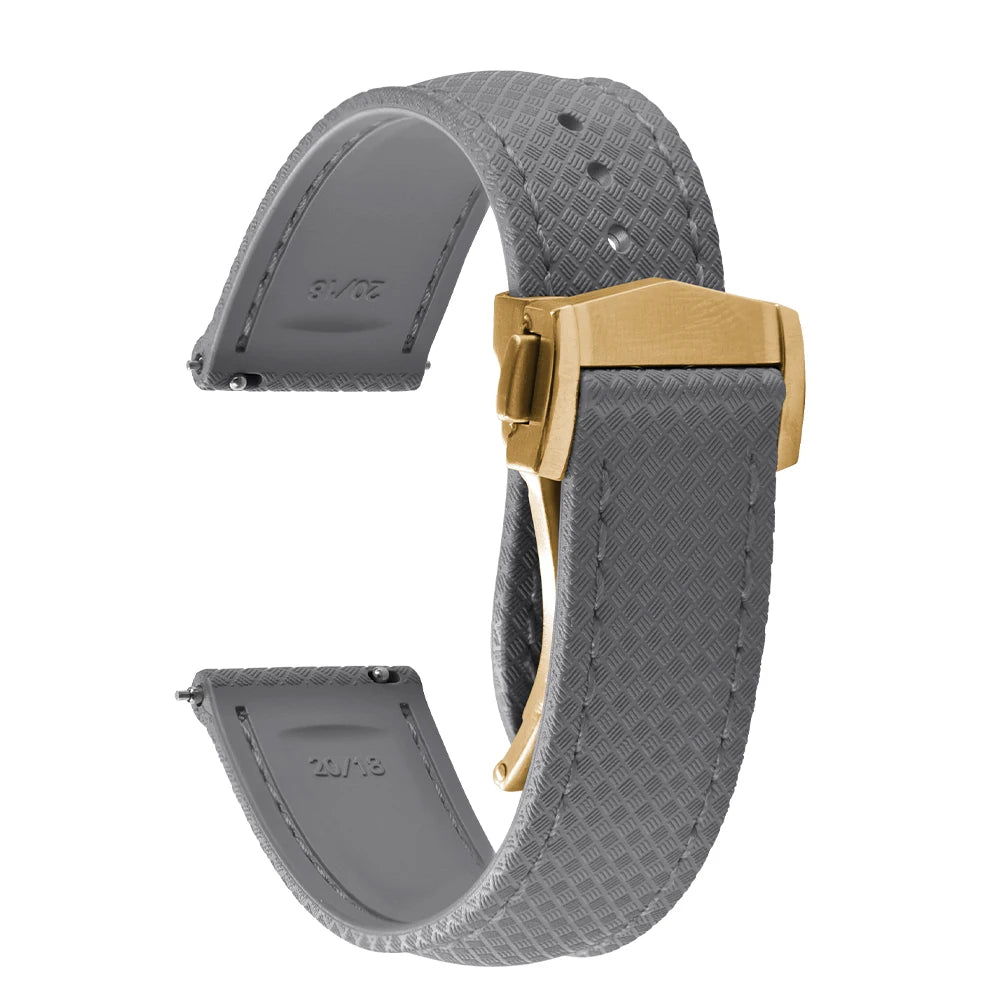 FKM Waterproof Rubber Watch Band Quick Release Deployment Clasp Straps 20mm 22mm Universal Watch Bracelet