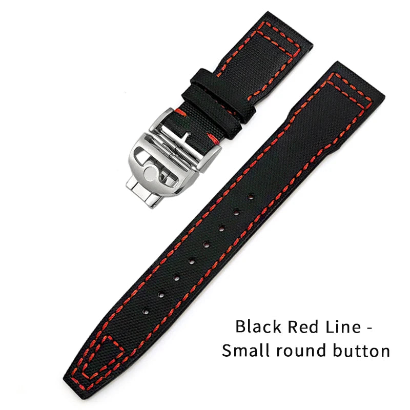 Bracelet de montre en cuir de Nylon 20mm 21mm 22mm pour montres IWC Big Pilot PORTOFINO IW3777 bracelet de montre en cuir de vache bleu vert noir rouge