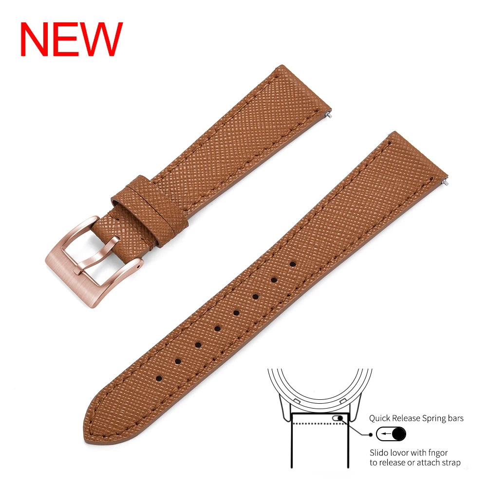Bracelet de montre en cuir vintage cousu, 18mm, 19mm, 20mm, 21mm, 22mm, 23mm, 24mm, à dégagement rapide, rétro, durable, bracelets de remplacement