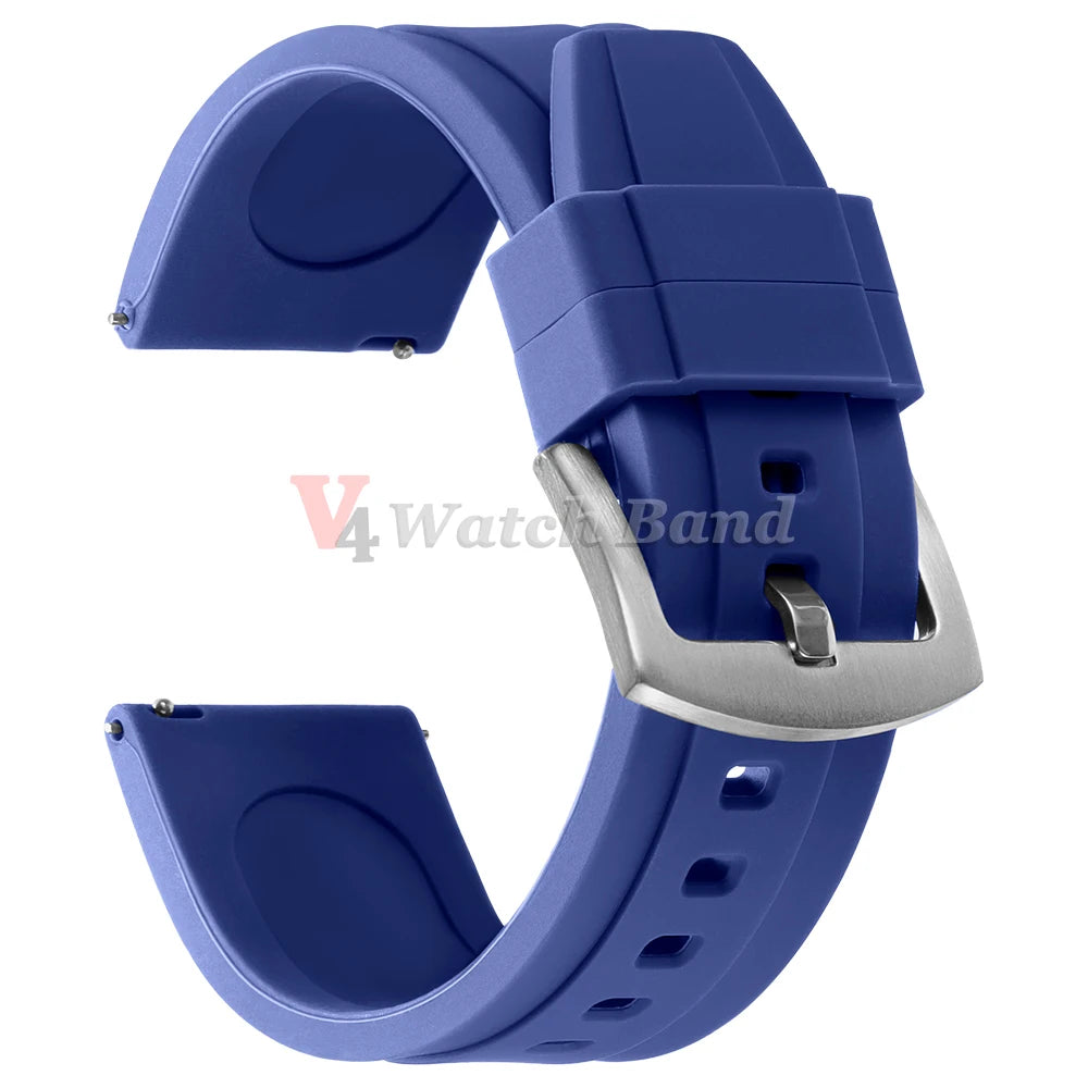 Bracelet de montre sport en silicone souple noir, marron, orange, bleu – Bracelets de 20 mm et 22 mm à libération rapide en caoutchouc de silicone