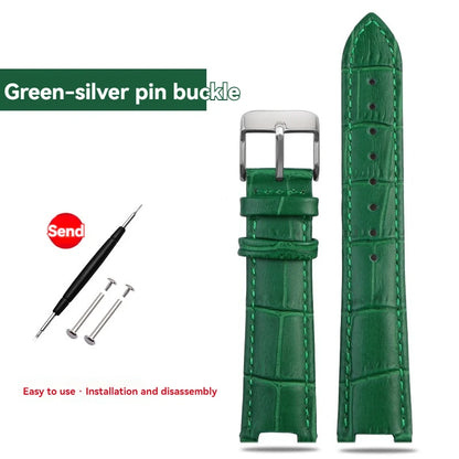 Green and brown calfskin leather watch strap, cowhide leather watch strap, Brosthree Eyed PARKER series, MK2277, 2425, 2290, 2281, 2280, MK6985, 6984, MK5354