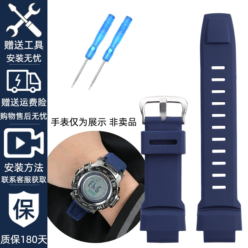 Bracelet de montre convexe en silicone souple, pour Casio PROTREK série PRW 3500 2500 5000 prw5100 PRG 250T 270 prg550 200