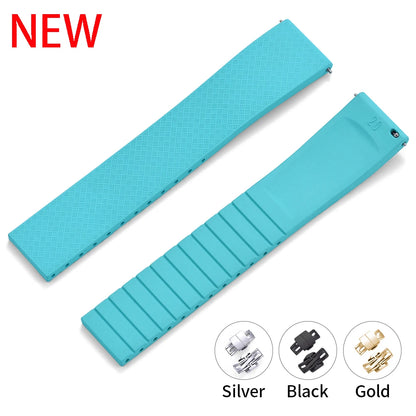CTS bracelet de montre en caoutchouc fluoré à dégagement rapide 18mm 19mm 20mm 22mm boucle papillon nouveau FPM FKM bracelet souple étanche pour couper à la taille