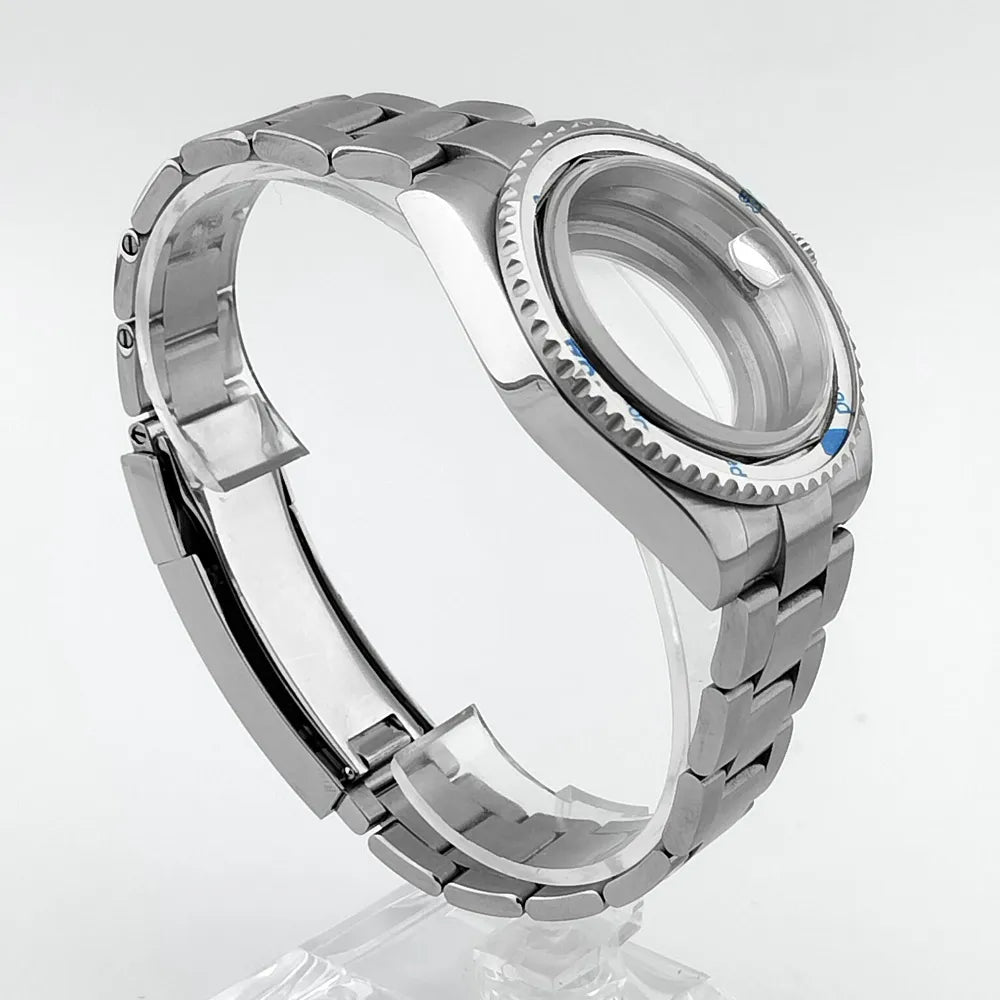 Orologio da tasca di alta qualità da 40,5 mm con vetro zaffiro e cassa in metallo, adatto per movimenti NH35/36/38, componenti per orologi, accessori, scatole per orologi e cinturini.