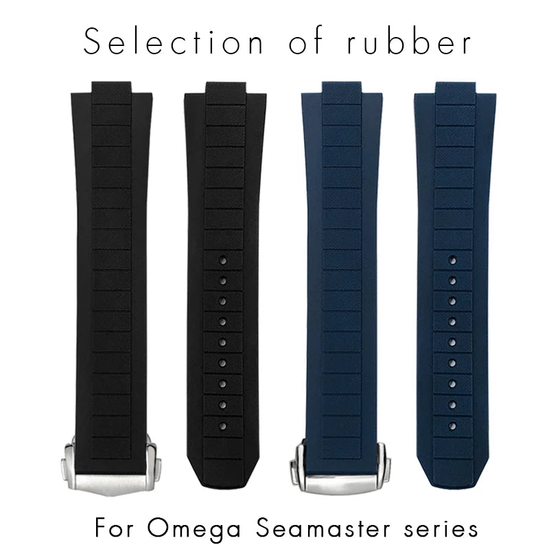 Bracelet de montre en caoutchouc et Silicone convexe, 10x21mm, pour Omega Seamaster Planet Ocean 600M, série 217.30.42 217.32.42, bracelet de montre étanche