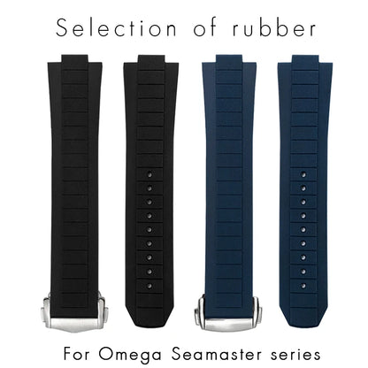 Bracelet de montre en caoutchouc et Silicone convexe, 10x21mm, pour Omega Seamaster Planet Ocean 600M, série 217.30.42 217.32.42, bracelet de montre étanche