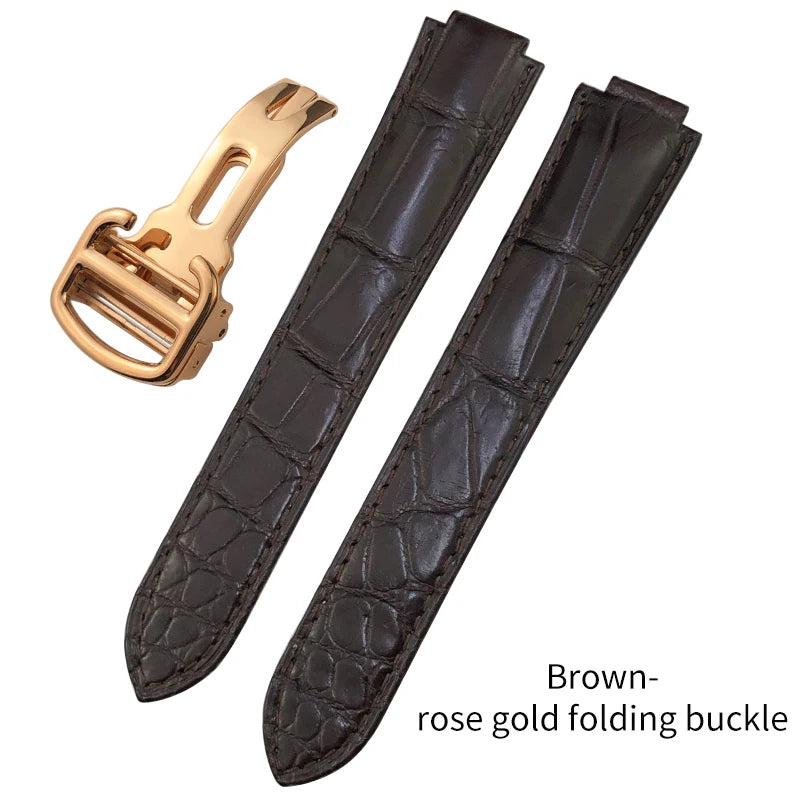 Bracelet de montre en cuir véritable pour Cartier Ballon Wiltshire u de Cartier, peau de crocodile, noir, marron, 14mm, 16mm, 18mm, 20mm, 22mm