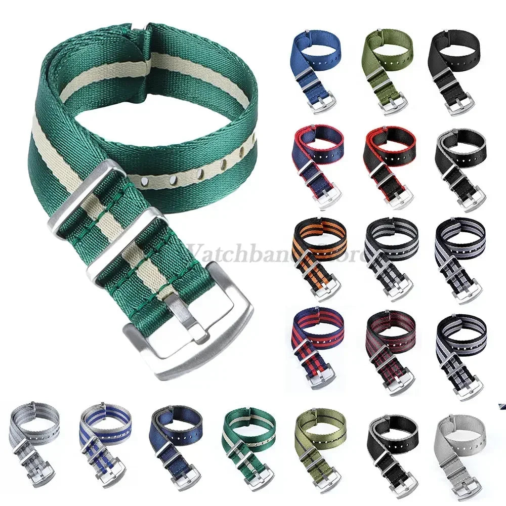 18mm 20mm 22mm Soft Nylon Strap Military Watchband for Samsung Galaxy Nylon Strap for Omega Seamaster 007