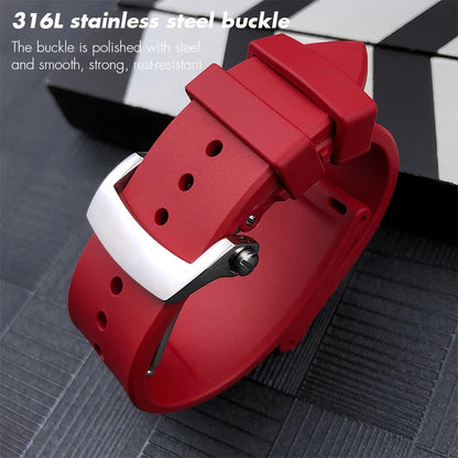 22mm FKM Watch Strap, High Quality, Flexible, Waterproof, Fluoro Natural Rubber, for Blancpain Fifty Fathoms S Watch
