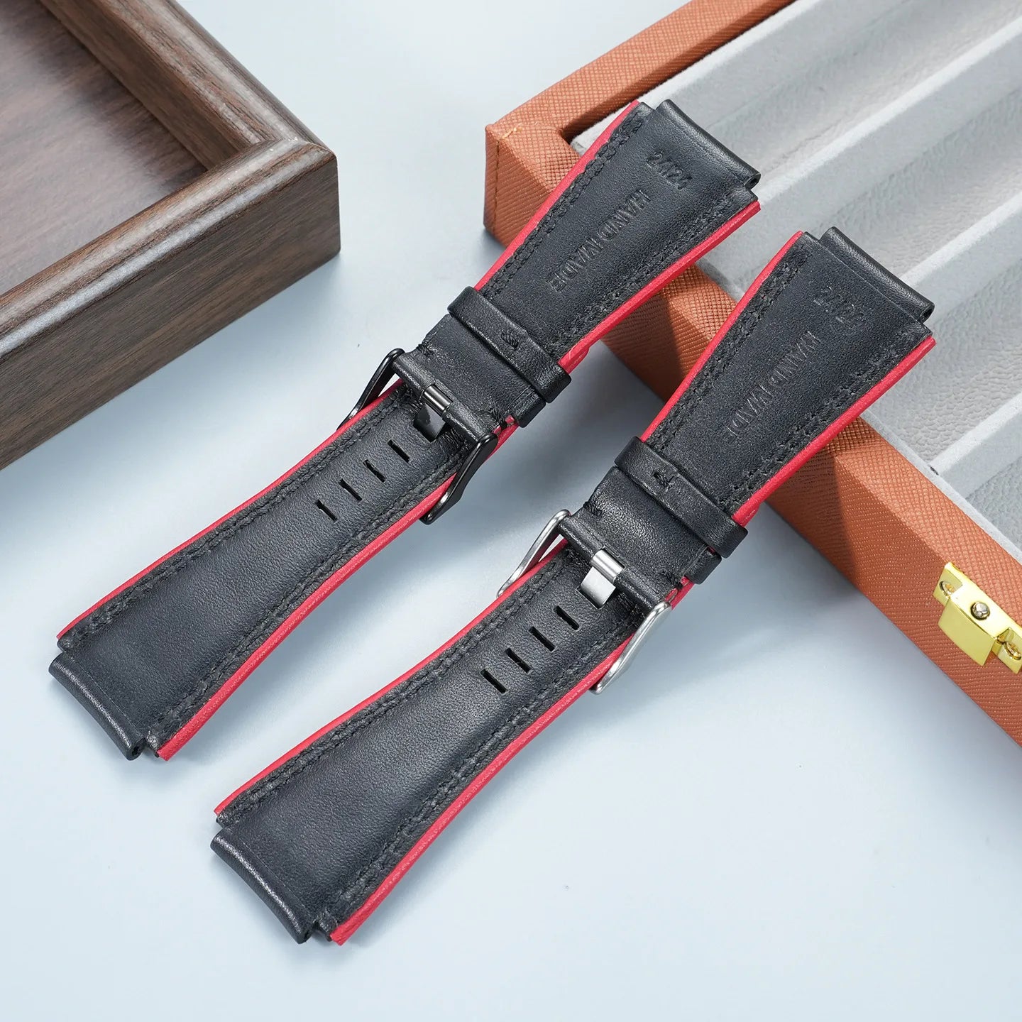 Pour Bell Ross B & R BR01 BR03 bracelet de montre en cuir véritable souple de haute qualité BR convexe 24mm peau de vache hommes bracelet de montre accessoires