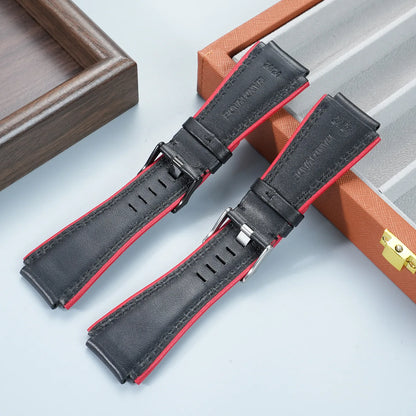 Pour Bell Ross B & R BR01 BR03 bracelet de montre en cuir véritable souple de haute qualité BR convexe 24mm peau de vache hommes bracelet de montre accessoires