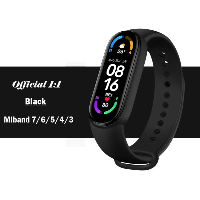 Official silicone strap for Xiaomi Mi Band 4 5 6 7, sports watch, Miband4 Miband7 Correa Mi band 3 4 5 6 7 bands