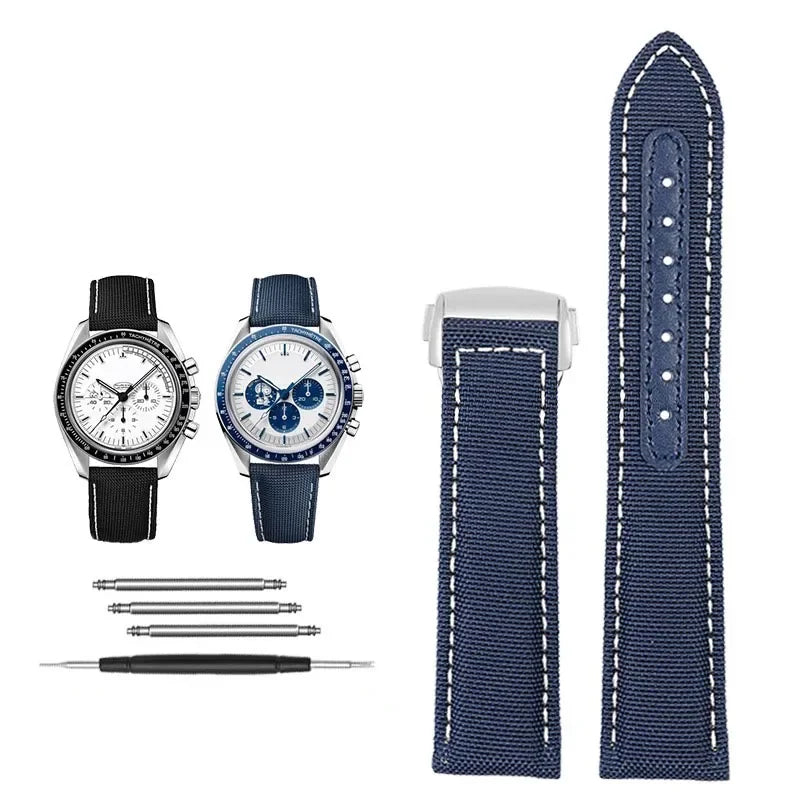Bracelets de montre en toile et Nylon, 19mm 20mm, pour Omega Seamaster 300 Speedmaster AT150 Omega Speedmaster Slubby série 310.32, bracelet en Nylon