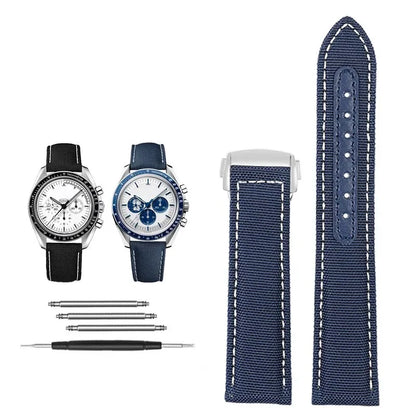 Bracelets de montre en toile et Nylon, 19mm 20mm, pour Omega Seamaster 300 Speedmaster AT150 Omega Speedmaster Slubby série 310.32, bracelet en Nylon