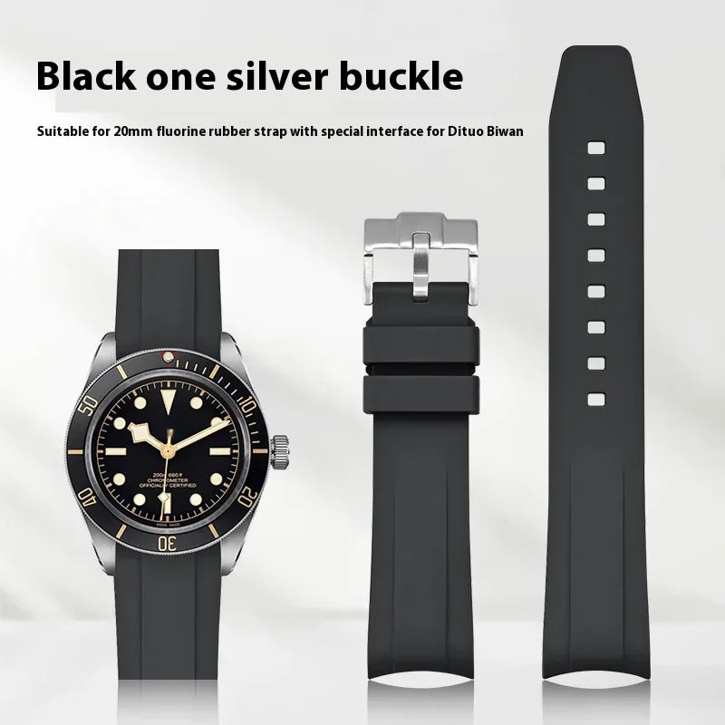 Bracelet pour Rolex Submariner en caoutchouc FKM - 20mm, extrémité incurvée