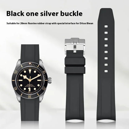 Bracelet pour Rolex Submariner en caoutchouc FKM - 20mm, extrémité incurvée