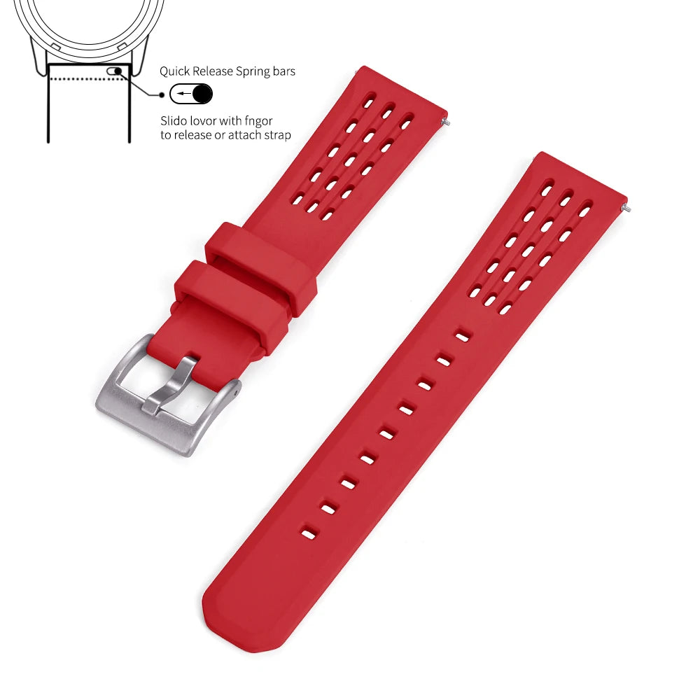 Bracelet de montre en caoutchouc FPM FKM, 20mm 22mm, dégagement rapide, qualité supérieure, conception de Structure poreuse, bracelet de Sport Durable et confortable