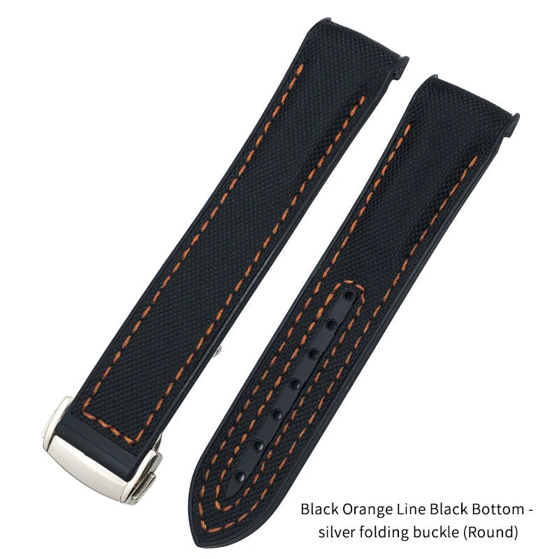 Nuovo cinturino per orologio bicolore adatto per Omega Planet Ocean Seamaster in gomma silicone nylon pelle cinturino per orologio 19mm 20mm 21mm 22mm