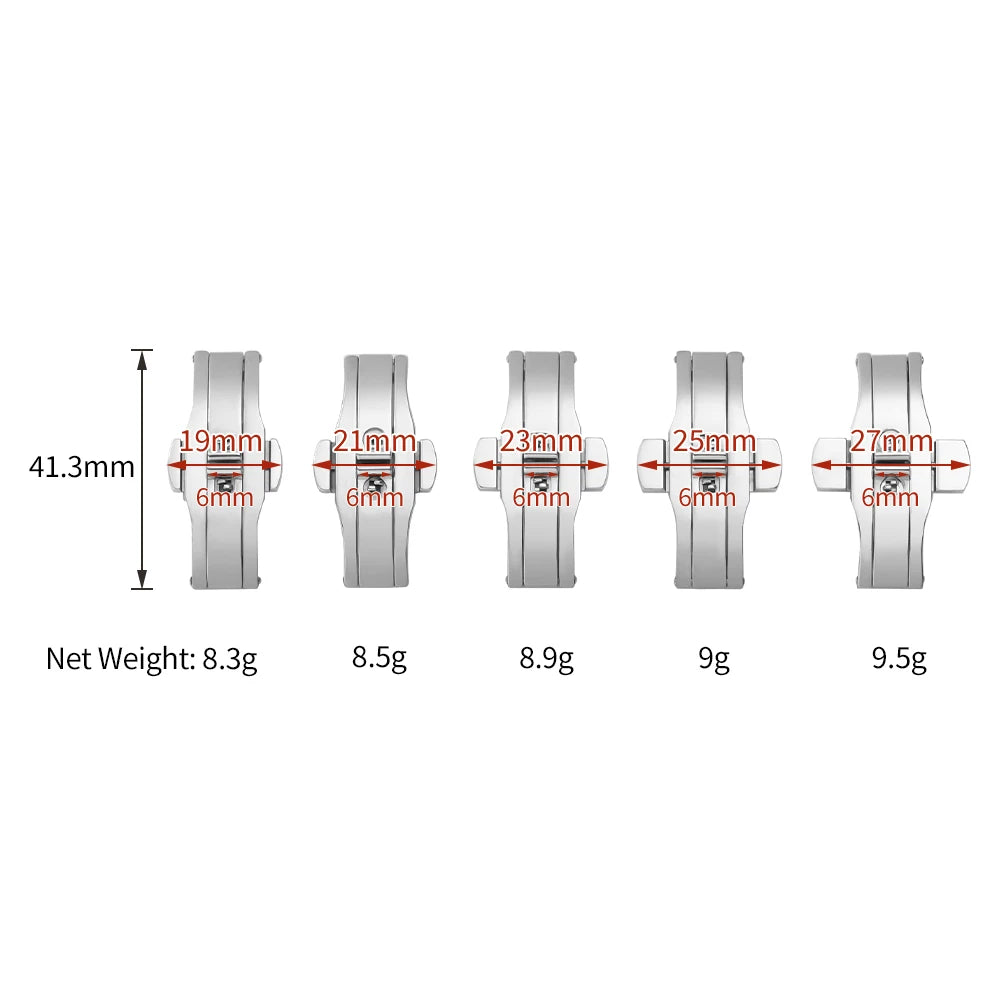 Accessori per orologi: Fibbia automatica a doppio pulsante per cinturino, chiusura deployante in acciaio, pulsante universale in metallo 4mm 5mm 6mm