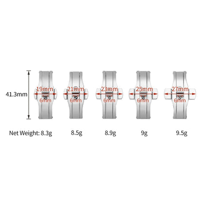 Accessori per orologi: Fibbia automatica a doppio pulsante per cinturino, chiusura deployante in acciaio, pulsante universale in metallo 4mm 5mm 6mm