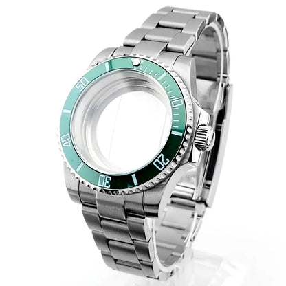 Cassa per orologio secondario in argento di alta qualità, 40,5 mm, adatta per NH-35/36, vetro zaffiro, cassa in metallo, parti e accessori resistenti all'acqua fino a 50 bar