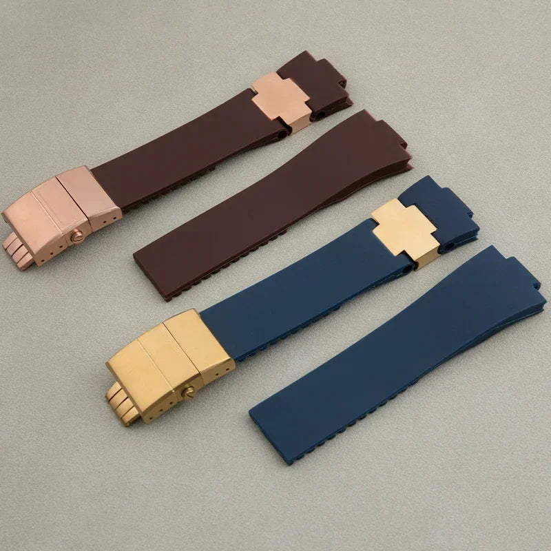 Cinturino per orologio in gomma di silicone morbido, impermeabile, nero, marrone, blu, per Ulysse Nardin, cinturino per orologio da immersione, 25x12mm
