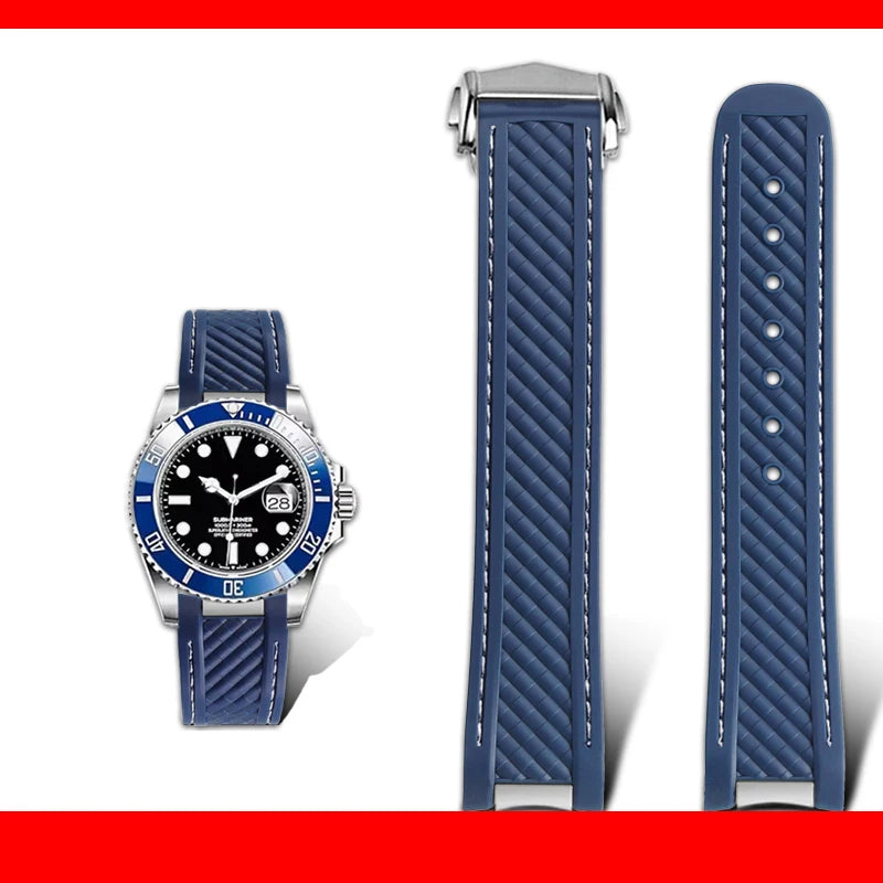 Correa de reloj de caucho y silicona, 20mm, adaptable a Omega Seamaster 300 AT150, para Rolex, negro, verde, Water Ghost, cierre desplegable
