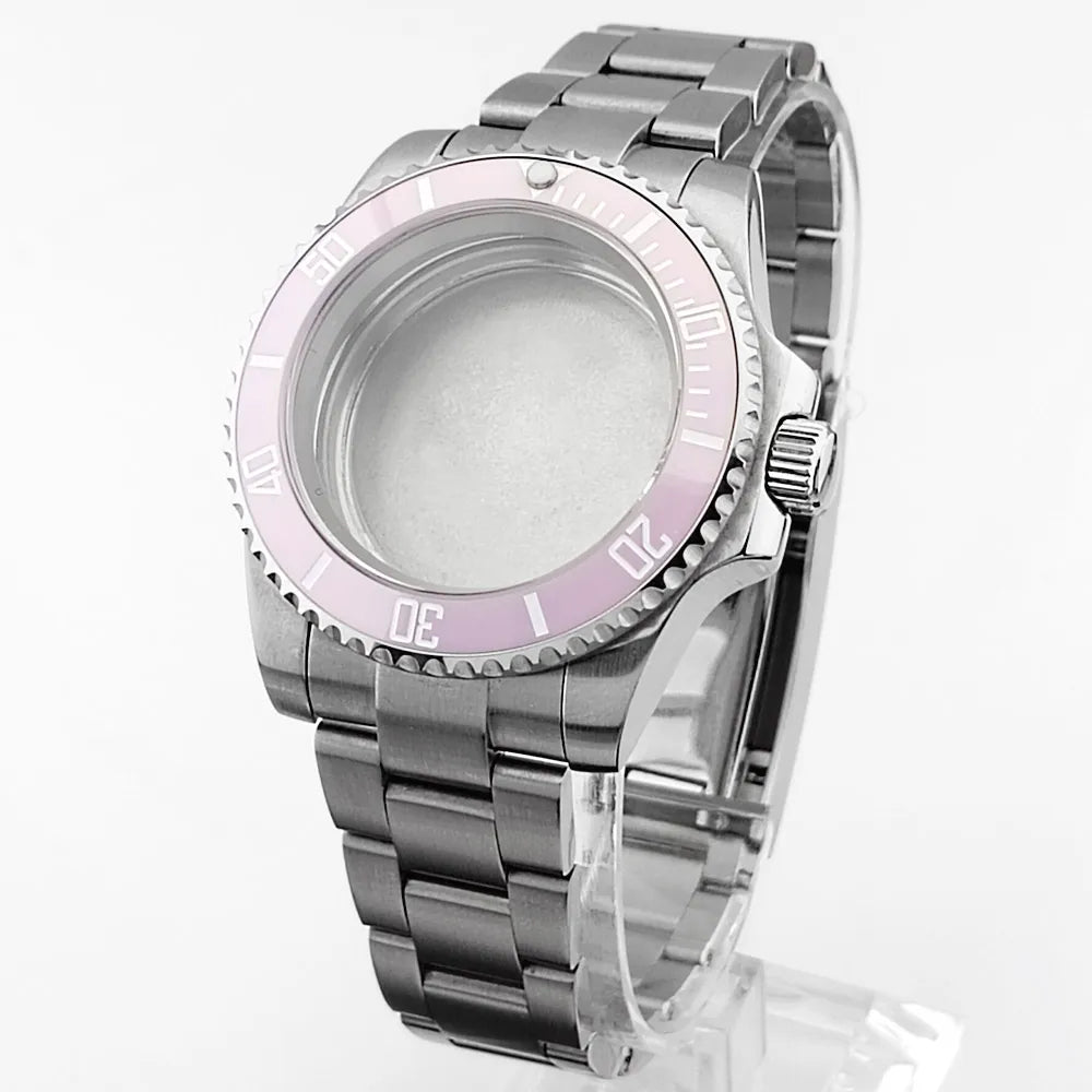    40.5mm sous-montre verre saphir boîtier en métal ajustement NH35/36/38 mouvement ajustement 28.5mm cadran pièces de montre accessoires boîte de montre bande
