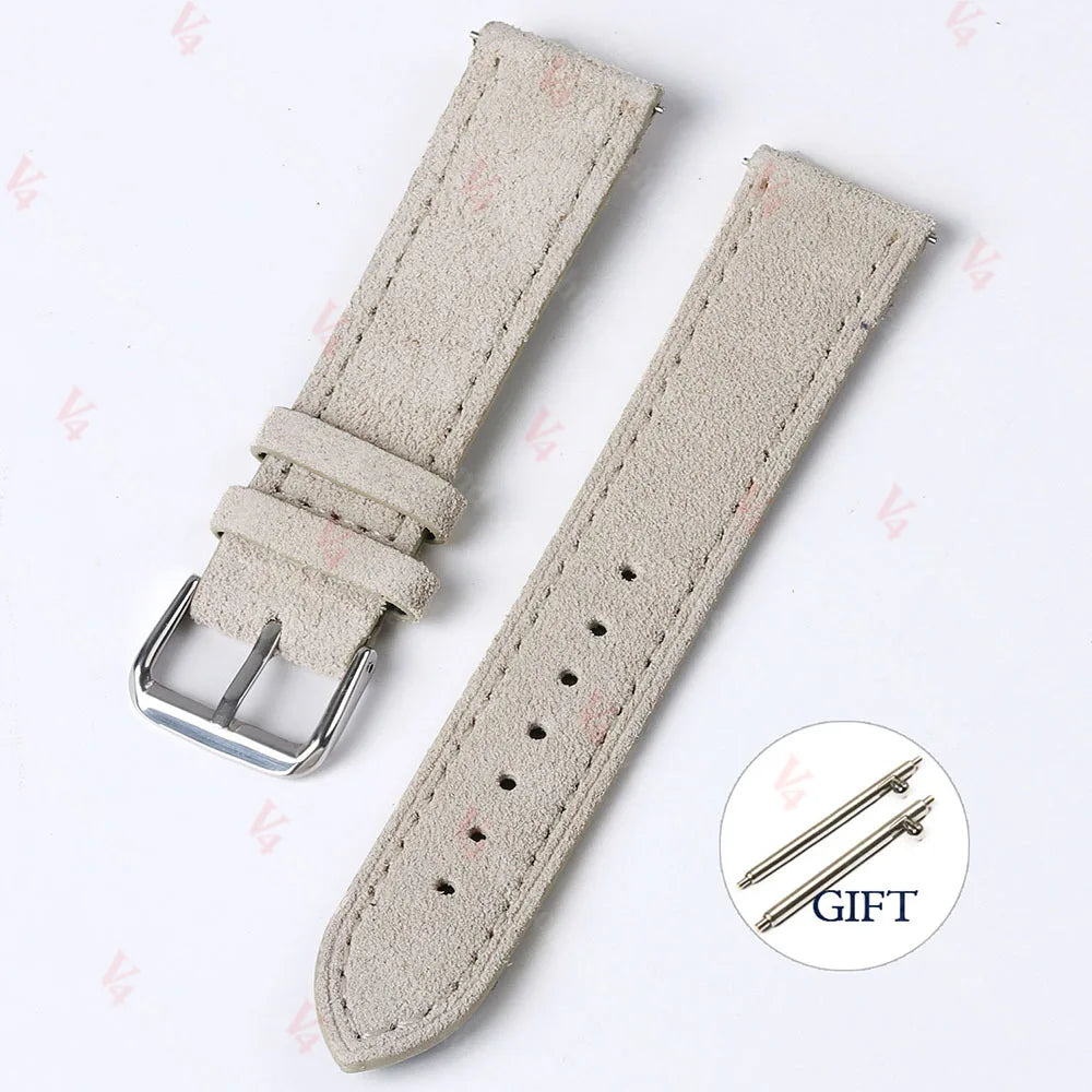 18mm 19mm 20mm 22mm Vintage daim peau de vache Bracelet de montre à la main Bracelet de montre gris marron vert Bracelet à dégagement rapide pour hommes femmes