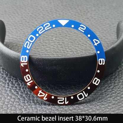 38mm x 30.6mm Sloped Ceramic Bezel GMT and Diving Watch Insert for 40mm Men's Watch Replacement Watch Bezel Inserts