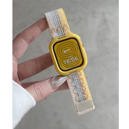 Coque en silicone + bracelet pour Apple Watch Series 11 10 9 8 7 45mm 41 Band SE 6 5 4 44 40mm, bracelet en nylon correa pour iWatch Ultra 49mm