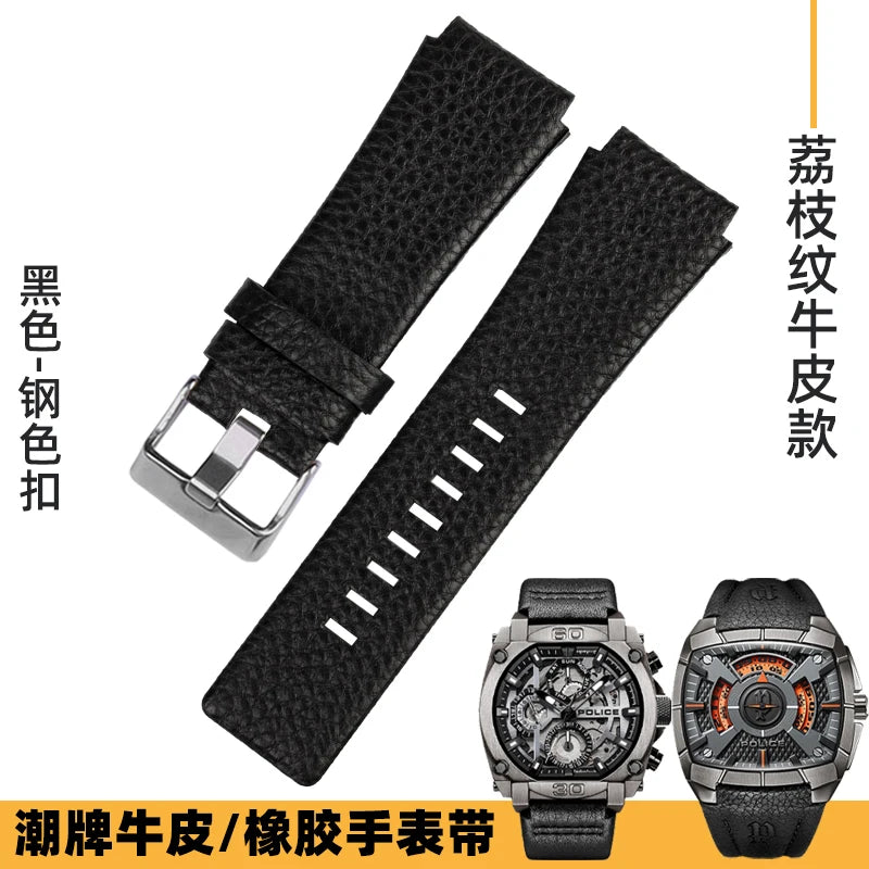 Cowhide Leather Watch Strap for Bell & Ross Series, Silicone Strap, POLICE Watch Strap, PL14796, PL15472, B & R suréWer, Male, BR01, BR03