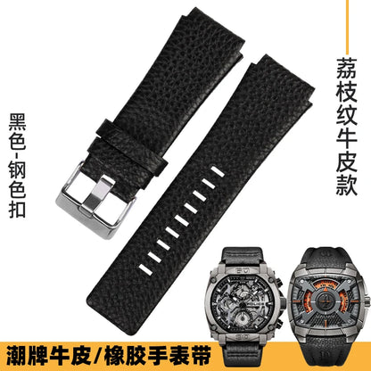 Cowhide Leather Watch Strap for Bell & Ross Series, Silicone Strap, POLICE Watch Strap, PL14796, PL15472, B & R suréWer, Male, BR01, BR03