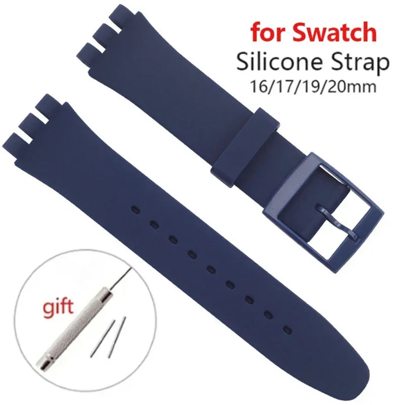Cinturino per orologio in silicone impermeabile per Swatch, in gomma morbida, da uomo e da donna, cinturino di ricambio da 16/17/19/20 mm, accessori