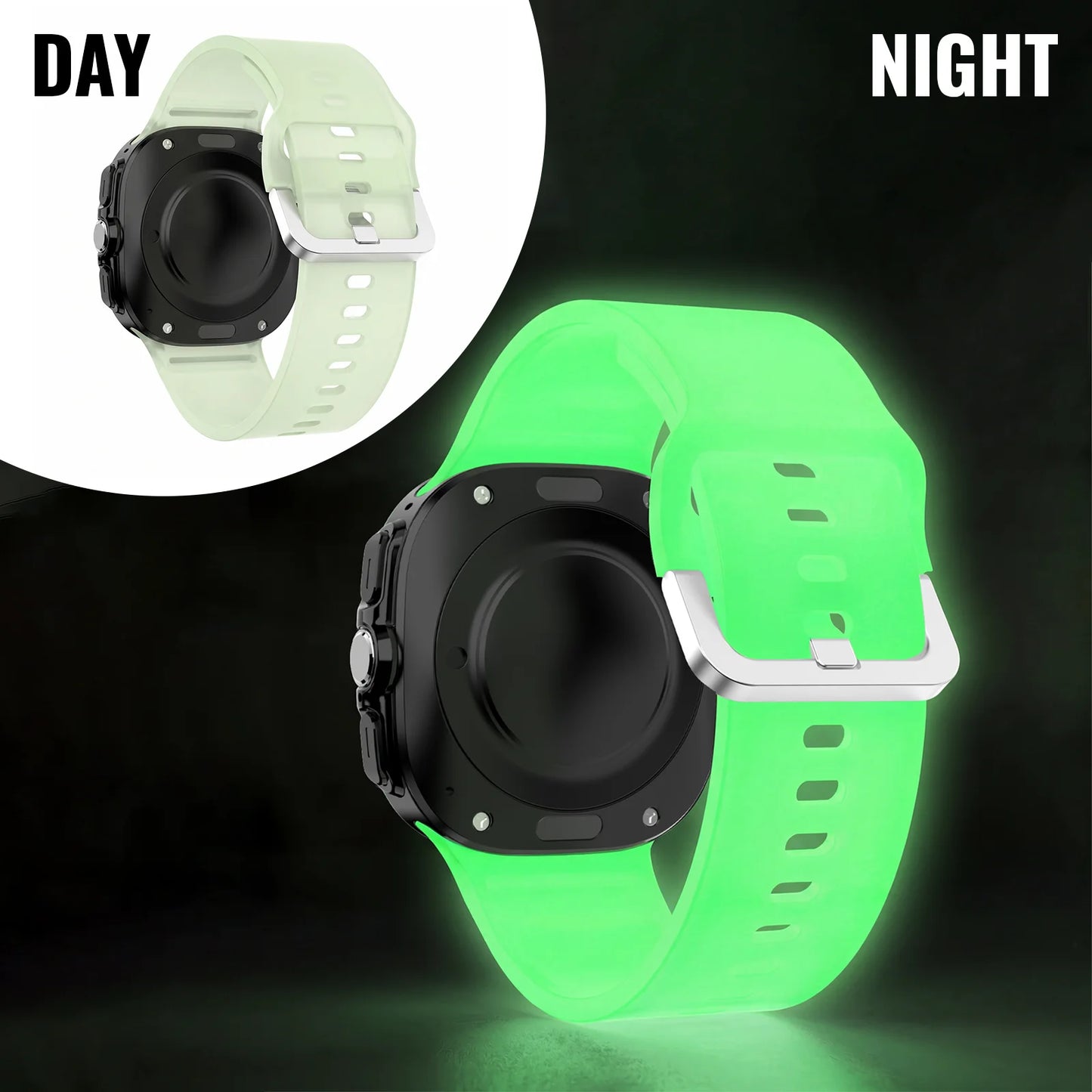 Solid Color Luminous Silicone Watch Strap, Compatible with Samsung Galaxy Watch Ultra 47mm, Unisex Replacement Band