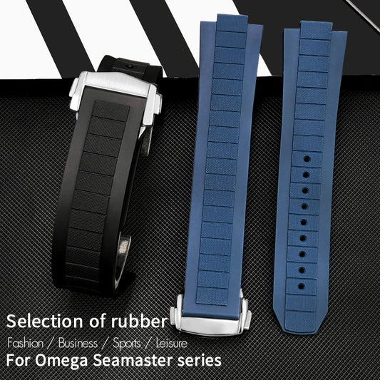 Cinturino per orologio in gomma e silicone, convesso, 10mm x 21mm, per nuovo Omega Seamaster Planet Ocean 600M 217.32, cinturino morbido arancione blu nero
