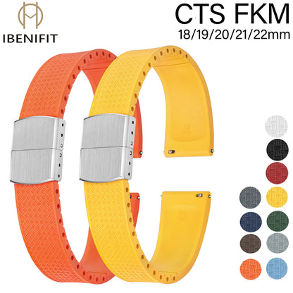 Nouveau Bracelet de montre CTS FKM Bracelet en caoutchouc fluoré 18 19 20 22 21mm fermoir pliant à dégagement rapide coupe sur la taille Bracelet de remplacement réglable