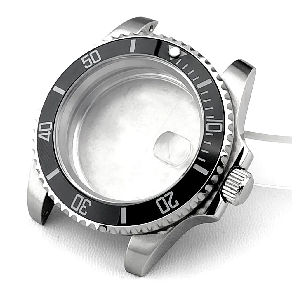Cassa per orologio secondario in argento di alta qualità, 40,5 mm, adatta per NH-35/36, vetro zaffiro, cassa in metallo, parti e accessori resistenti all'acqua fino a 50 bar