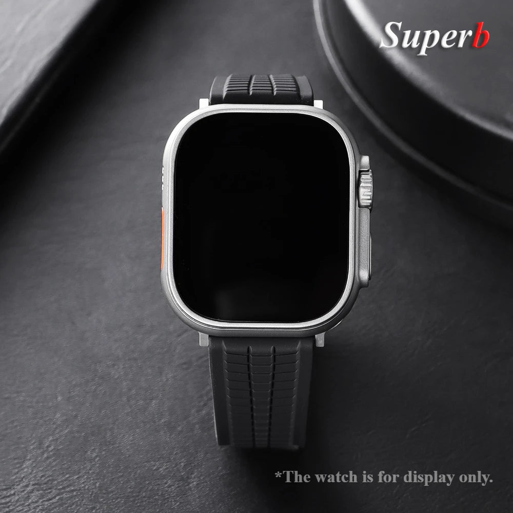 Rubber band for Apple Watch, 46mm 45mm 44mm 42mm, for Iwatch Ultra 2 1 49mm Series 10 9 8 7 Se 6 5 Se, Luxury strap