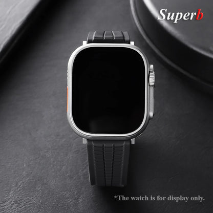 Rubber band for Apple Watch, 46mm 45mm 44mm 42mm, for Iwatch Ultra 2 1 49mm Series 10 9 8 7 Se 6 5 Se, Luxury strap