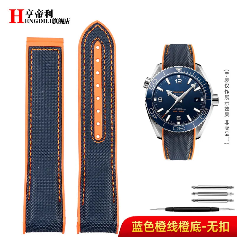 Bracelet à extrémité incurvée pour hommes, 8 couleurs, pour Omega Seamaster 300 Ocean Speedmaster 8900 Planet Ocean, 20m 22mm, tissu en Nylon et caoutchouc