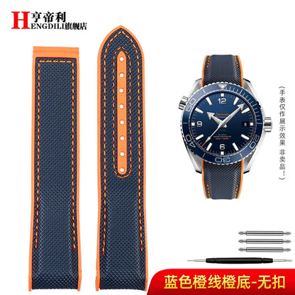 Bracelet à extrémité incurvée pour hommes, 8 couleurs, pour Omega Seamaster 300 Ocean Speedmaster 8900 Planet Ocean, 20m 22mm, tissu en Nylon et caoutchouc