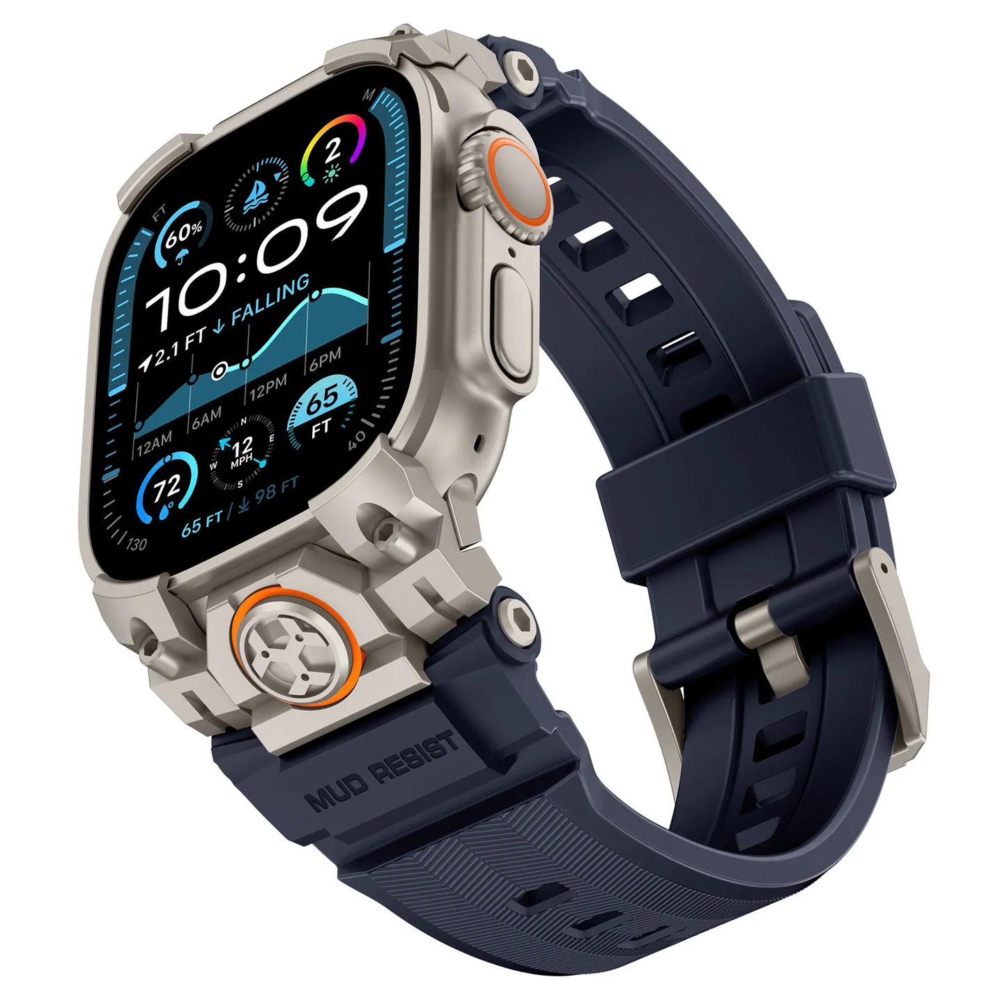 Bracelet en acier inoxydable + silicone pour Apple Watch 49 mm, bracelet sport compatible avec Apple Watch Ultra 3/2 iWatch