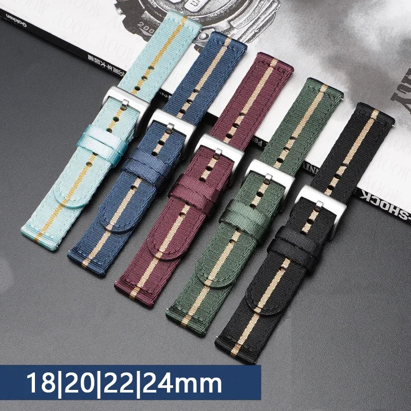 Bracelet en Nylon souple pour hommes et femmes, 18mm, 20mm, 22mm, 24mm, pour Omega Seamaster 007, toile à dégagement rapide, remplacement du bracelet de montre pour Seiko Casio